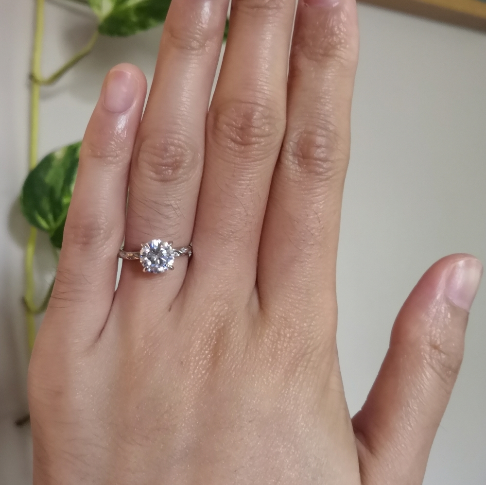 Simulated diamond sterling silver ring